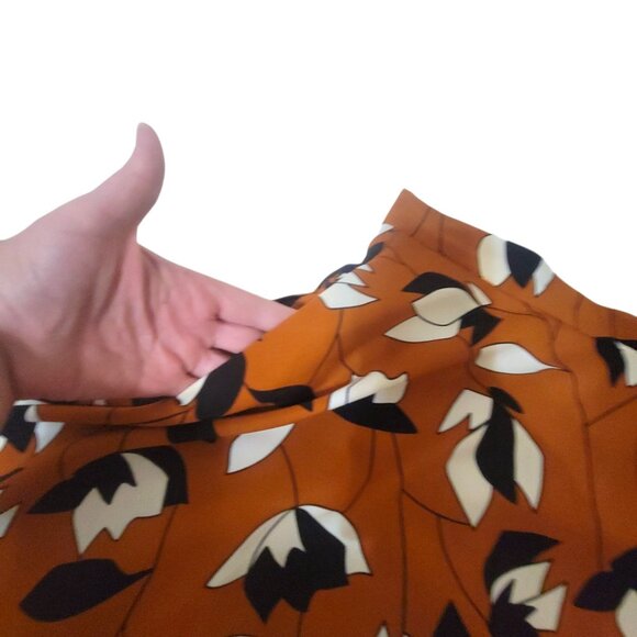 ModCloth Just This Sway A-Line Skirt 2X Brown/Rust Orange Floral High-Waisted Si - Picture 6 of 16